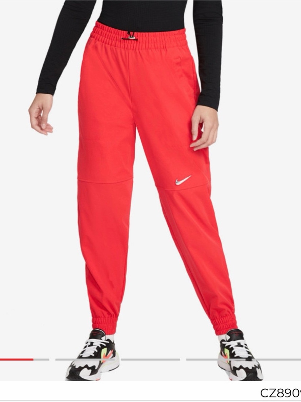 Nike Women's Bright Red Elastic Cuff Track Joggers